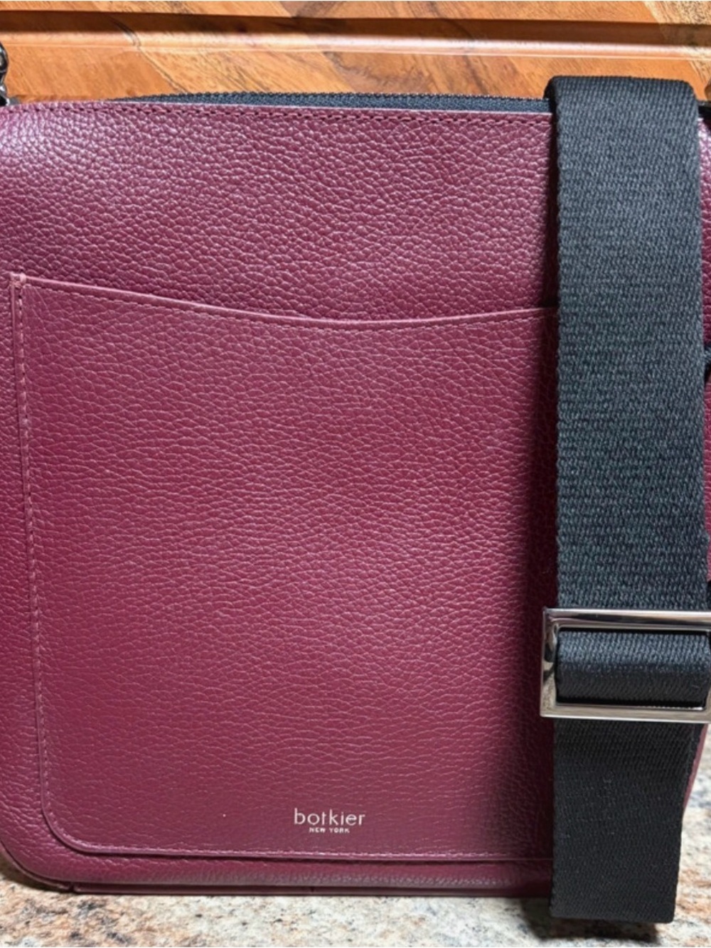 Botkier Messenger Bag in Burgundy with Black Strap